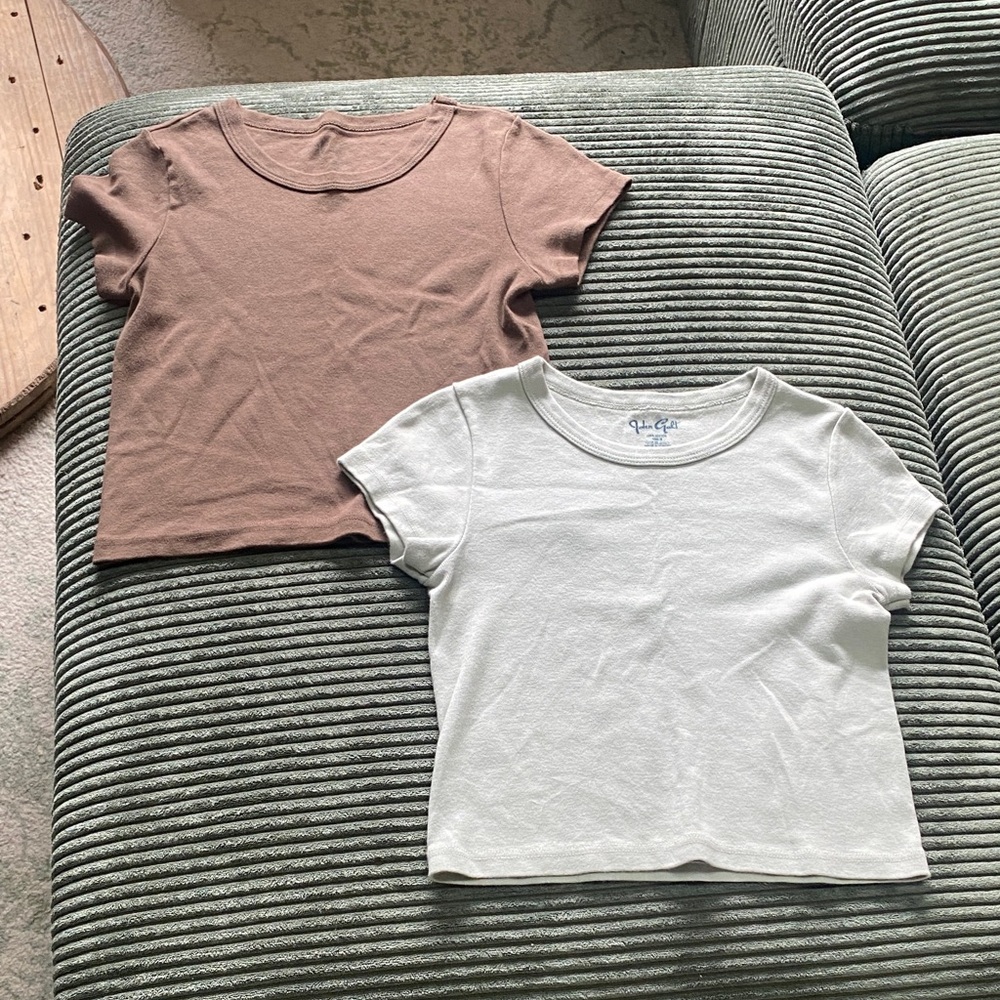 Brandy Melville Brown and Light Green Crop Tops